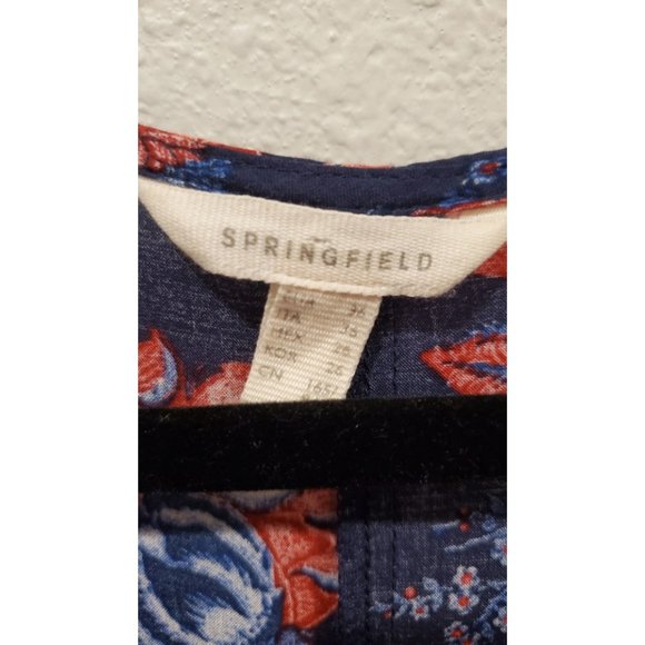 SPRINGFIELD Navy Floral Wrap Mini Dress - Picture 2 of 5